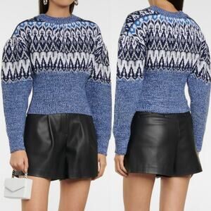 Paco Rabanne NWOT Puff Sleeve Nordic Icelandic Fair Isle Jacquard Wool Sweater